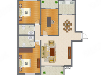 3室2厅 100.22平米