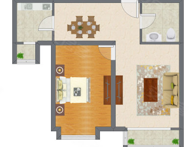 1室1厅 81.48平米户型图