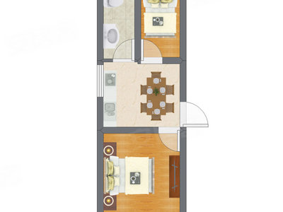 2室1厅 22.12平米户型图