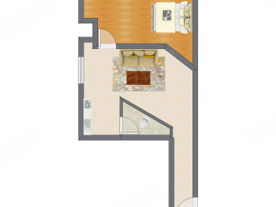 1室1厅 45.14平米户型图