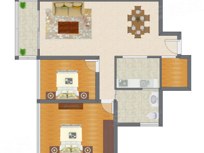 2室2厅 97.74平米