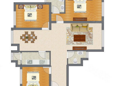 3室2厅 92.55平米