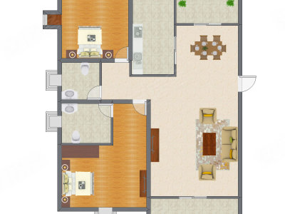 2室2厅 124.35平米