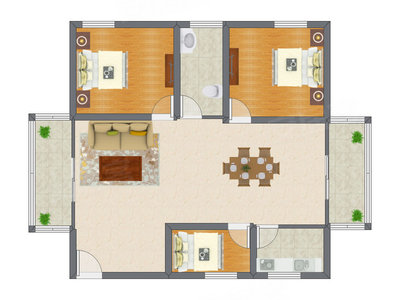 2室1厅 86.22平米户型图
