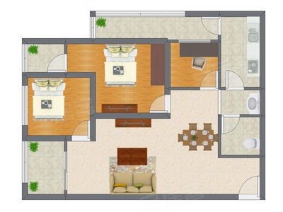 3室2厅 86.52平米户型图