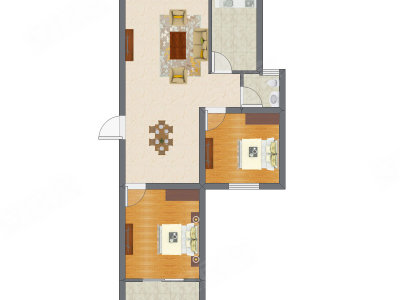 2室1厅 53.25平米户型图