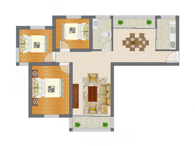 3室2厅 65.60平米
