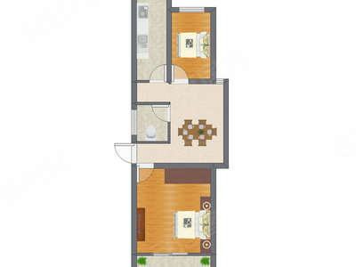 2室1厅 45.47平米