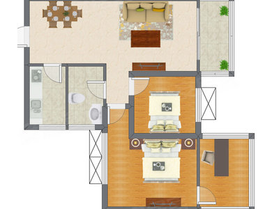 3室2厅 75.29平米户型图