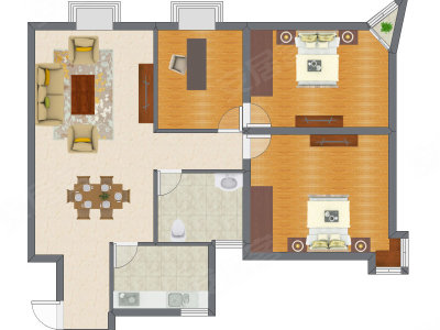 3室2厅 90.87平米