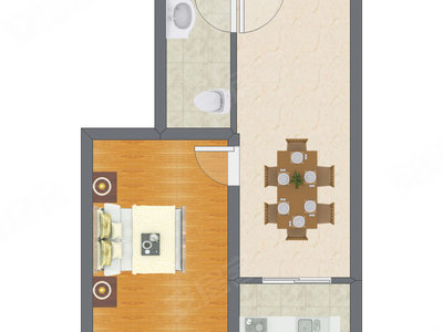 1室1厅 49.80平米户型图