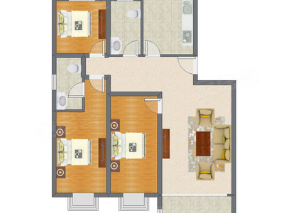 3室1厅 135.00平米