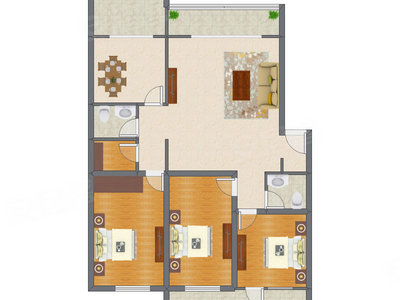3室2厅 161.50平米