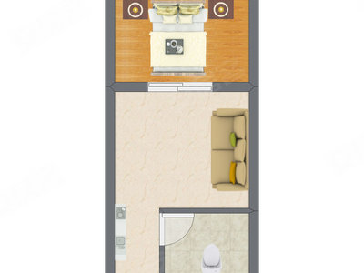 1室1厅 30.00平米户型图