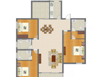 3室2厅 210.47平米