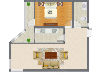 1室1厅 88.44平米户型图