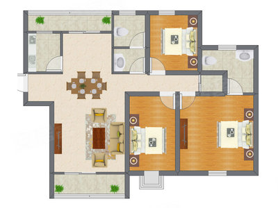 3室2厅 80.59平米