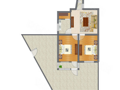 2室1厅 76.15平米