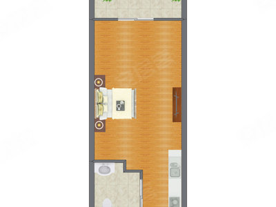 1室1厅 39.21平米