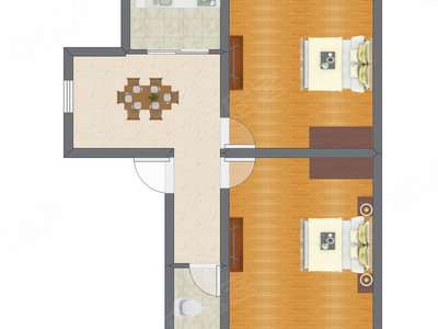 2室1厅 60.90平米