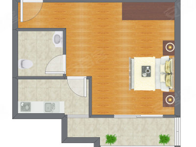 1室0厅 54.69平米户型图