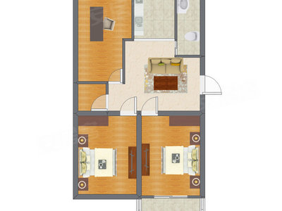 3室1厅 58.60平米