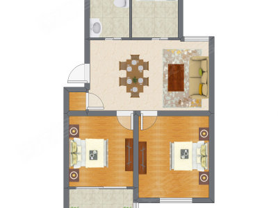 2室2厅 83.24平米户型图