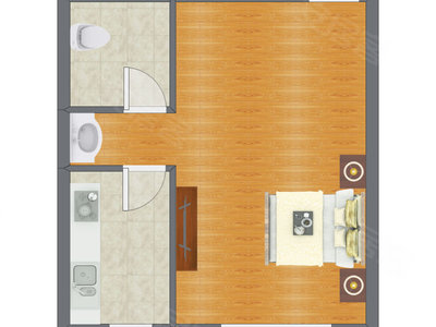 1室0厅 43.00平米