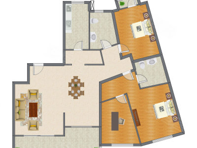 2室2厅 163.50平米