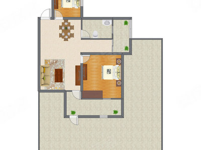 2室2厅 93.64平米户型图