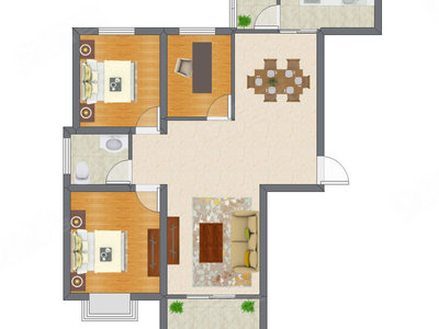 3室2厅 68.67平米