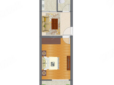 1室1厅 44.14平米户型图