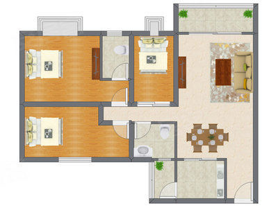 3室2厅 85.65平米