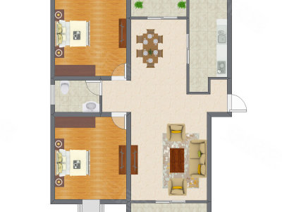 2室2厅 99.00平米户型图