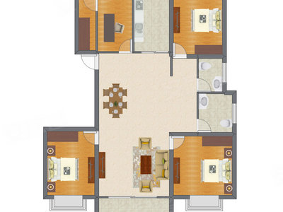 3室1厅 108.74平米户型图