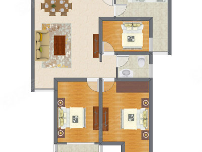 3室2厅 97.88平米户型图
