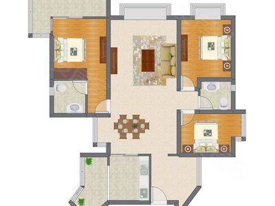 3室2厅 101.59平米