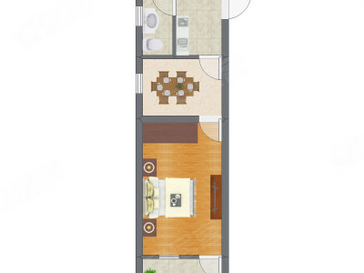 1室1厅 42.68平米户型图