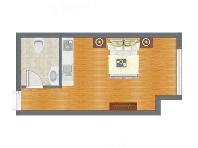 1室0厅 37.04平米户型图