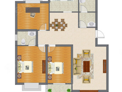 2室1厅 122.76平米