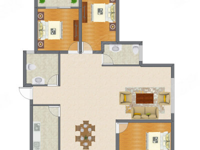 3室2厅 101.38平米