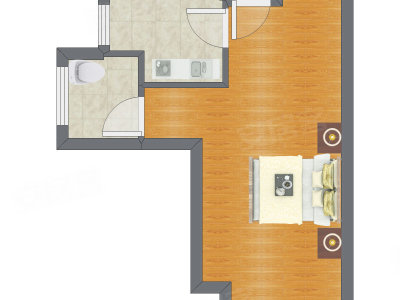 1室0厅 45.20平米户型图