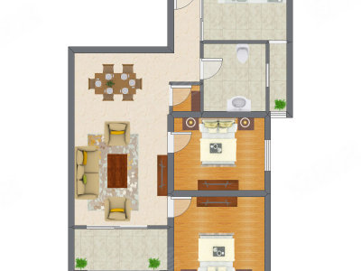 2室2厅 95.76平米户型图