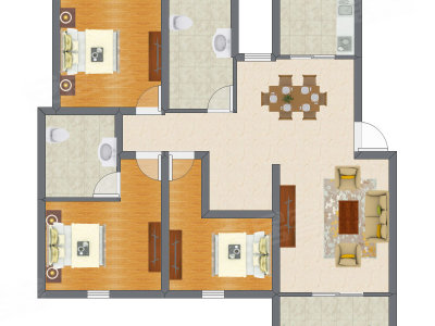 4室2厅 91.65平米