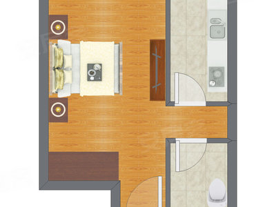 1室0厅 38.43平米户型图