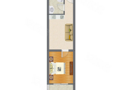 1室1厅 54.02平米户型图