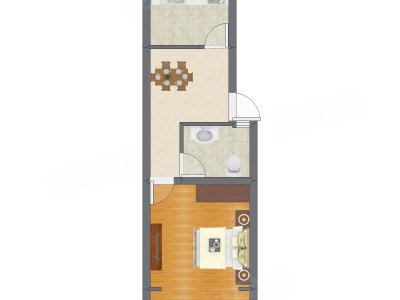 1室1厅 44.97平米户型图