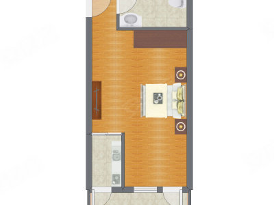 1室0厅 42.45平米户型图