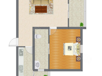 1室1厅 97.94平米户型图