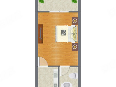 1室1厅 34.80平米户型图
